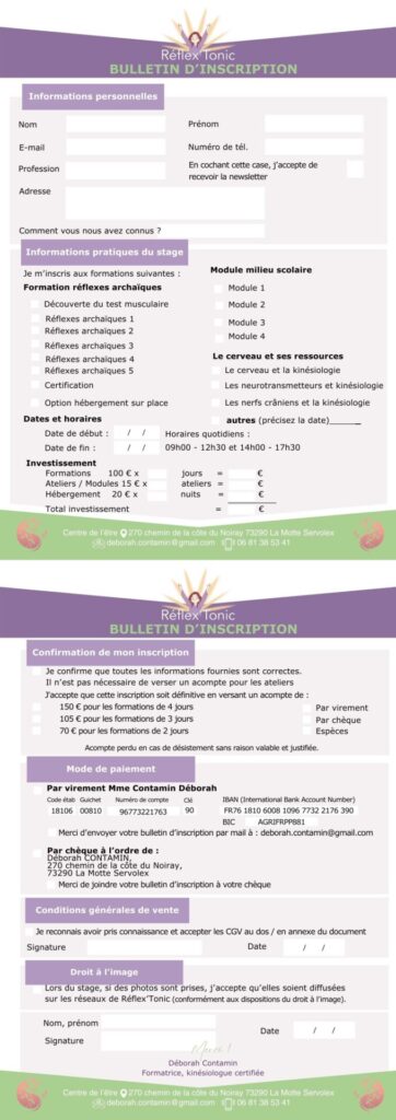 Reflex tonic bulletin inscription